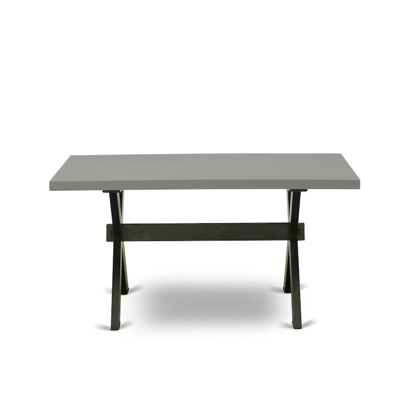 East West Furniture Dining Set-a Dining Table & Black Parson Chairs, Wire brushed Black.(Upholstered & Pieces Options)