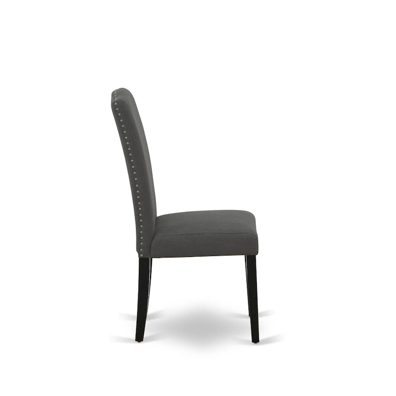 East West Furniture Dining Set-a Dining Table & Black Parson Chairs, Wire brushed Black.(Upholstered & Pieces Options)