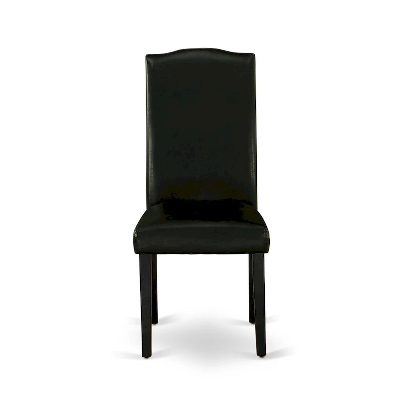 East West Furniture Dining Set-a Dining Table & Black Parson Chairs, Wire brushed Black.(Upholstered & Pieces Options)