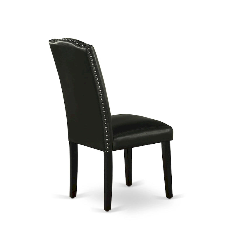 East West Furniture Dining Set-a Dining Table & Black Parson Chairs, Wire brushed Black.(Upholstered & Pieces Options)