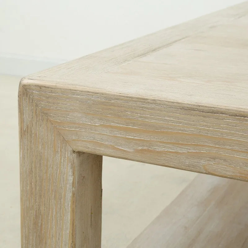 Artissance 39.4L Square Weathered White Washed Wood Indoor Peking Grand Framed Coffee Table