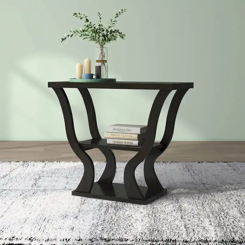 DH BASIC Transitional Espresso 39-inch Console Table with Open-Shelf by Denhour