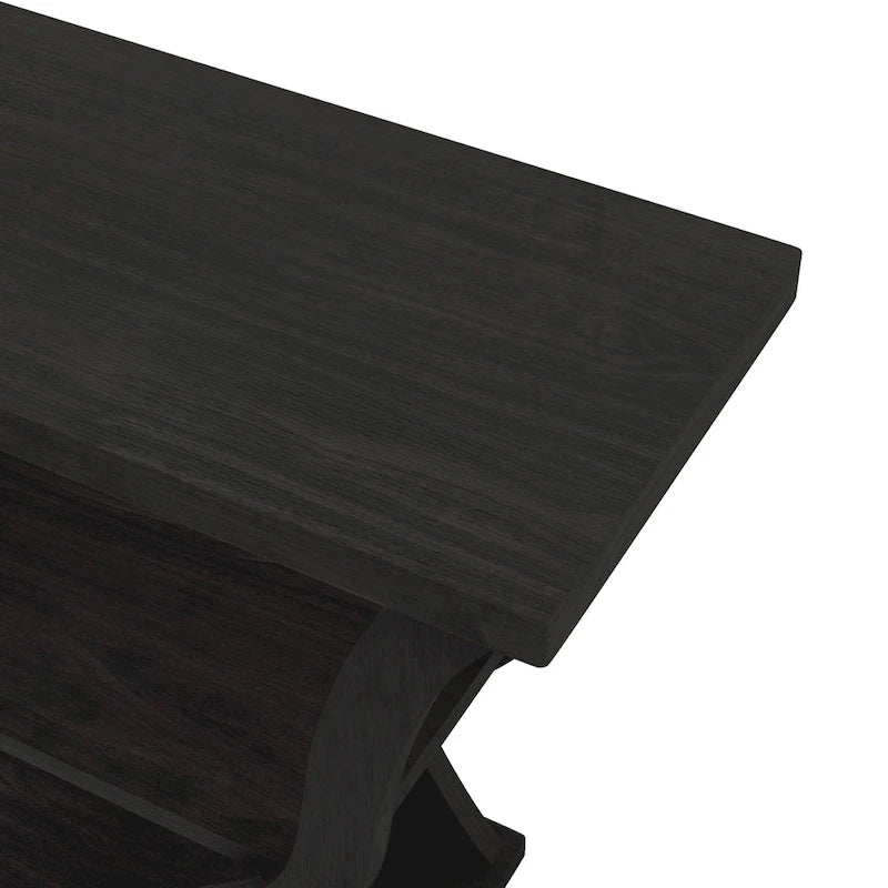 DH BASIC Transitional Espresso 39-inch Console Table with Open-Shelf by Denhour