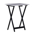 Meisel White Faux Marble Tray Table Set