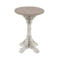 Wood Scroll Intricately Carved Accent or End Table with Brown Wood Top - Gray, White, Cream - Roche River Decor