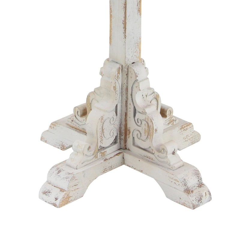 Wood Scroll Intricately Carved Accent or End Table with Brown Wood Top - Gray, White, Cream - Roche River Decor