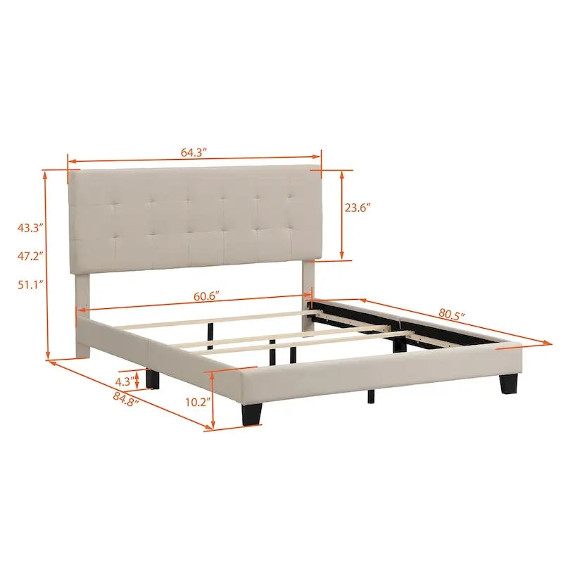 Upholstered Tufted Bed