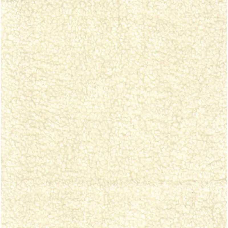 Round Upholstered top Ottoman on metal frame - Cream Faux Sheepskin