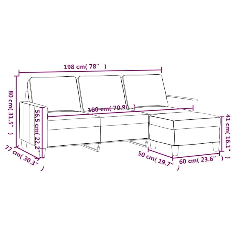 vidaXL Sofa Chair with Footstool Accent Upholstered Living Room Chair Fabric