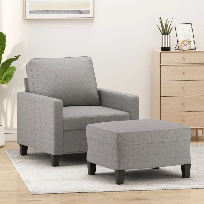 vidaXL Sofa Chair with Footstool Accent Upholstered Living Room Chair Fabric