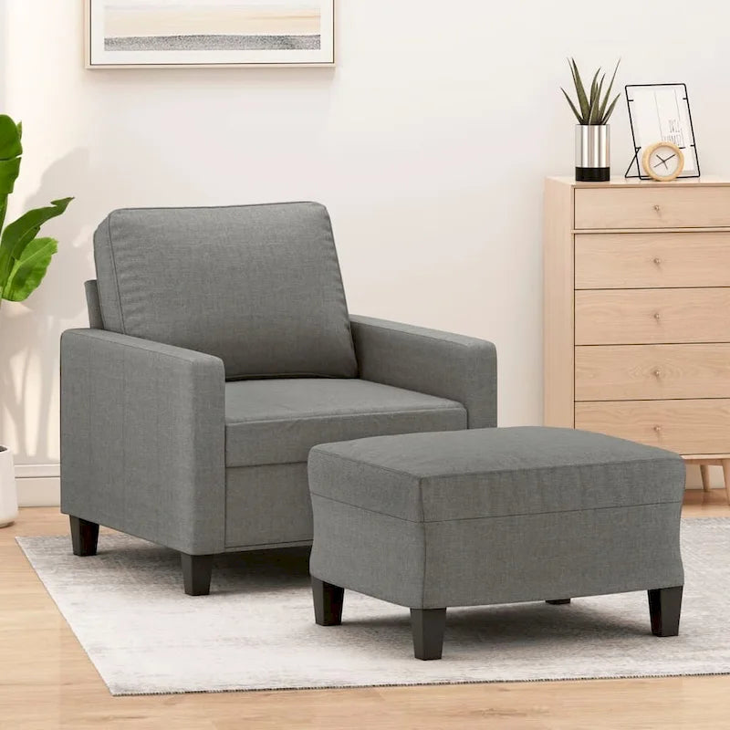 vidaXL Sofa Chair with Footstool Accent Upholstered Living Room Chair Fabric