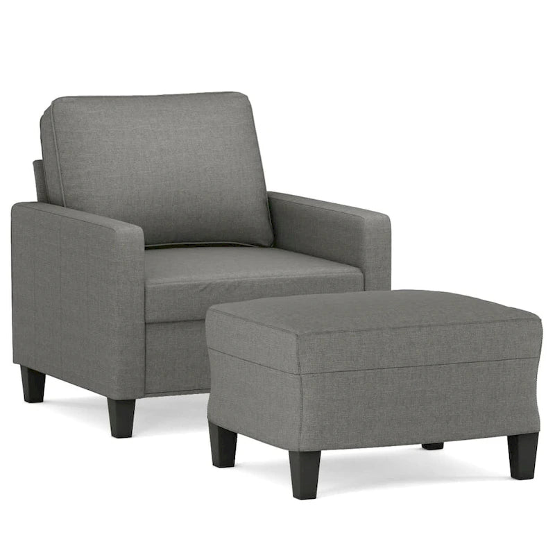 vidaXL Sofa Chair with Footstool Accent Upholstered Living Room Chair Fabric