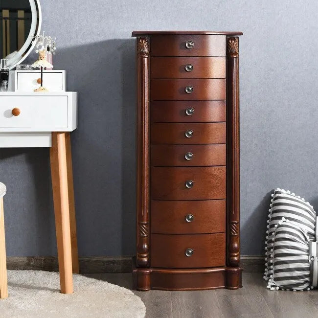 Large Wooden Jewelry Storage Box Organizer - 17 x 12 x 39.5 (L x W x H)