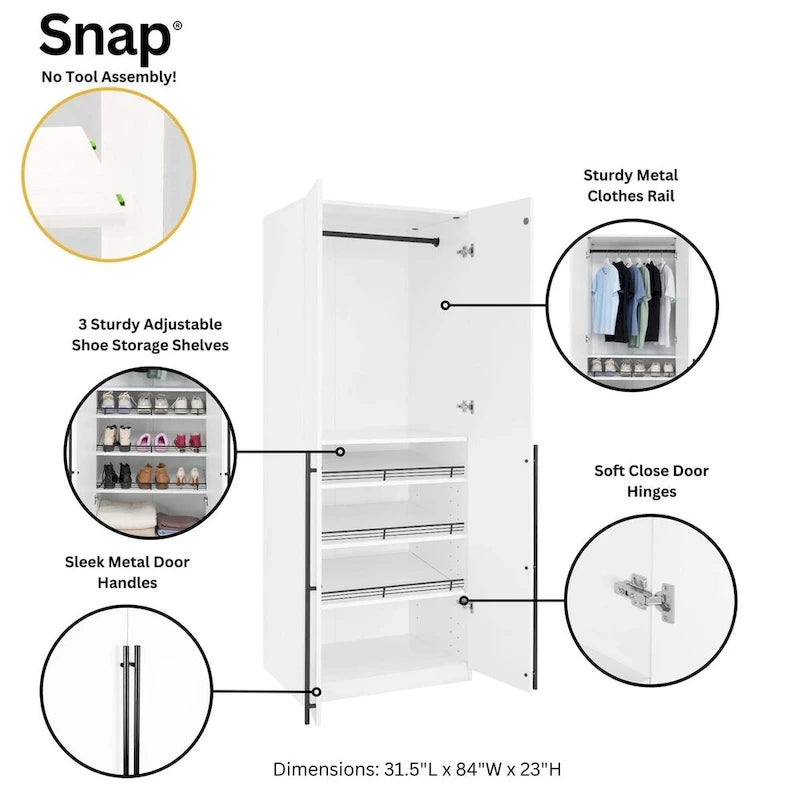 Manhattan Comfort Lee Modern 3.0 Freestanding Wardrobe Closet Armoire Set of 3