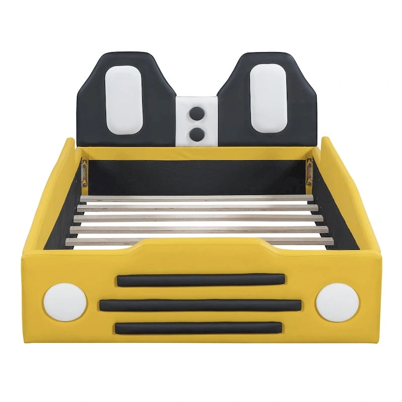 Race Car-Shaped Platform Bed with Wheels