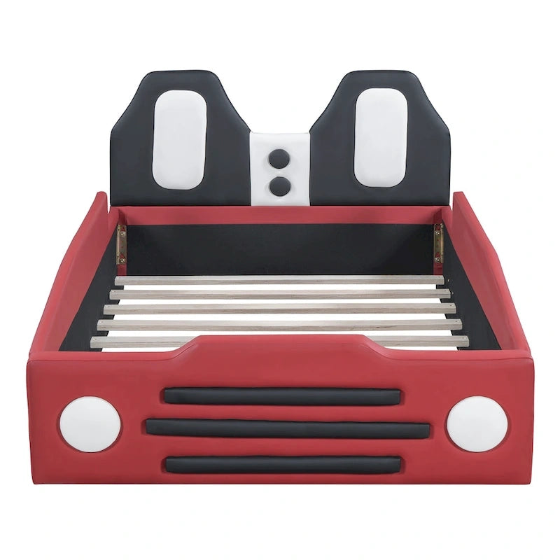 Race Car-Shaped Platform Bed with Wheels