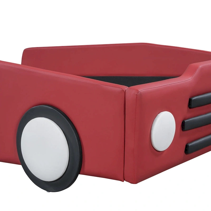 Race Car-Shaped Platform Bed with Wheels