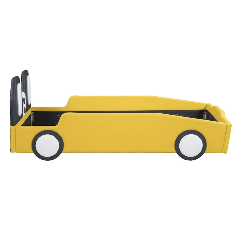 Race Car-Shaped Platform Bed with Wheels