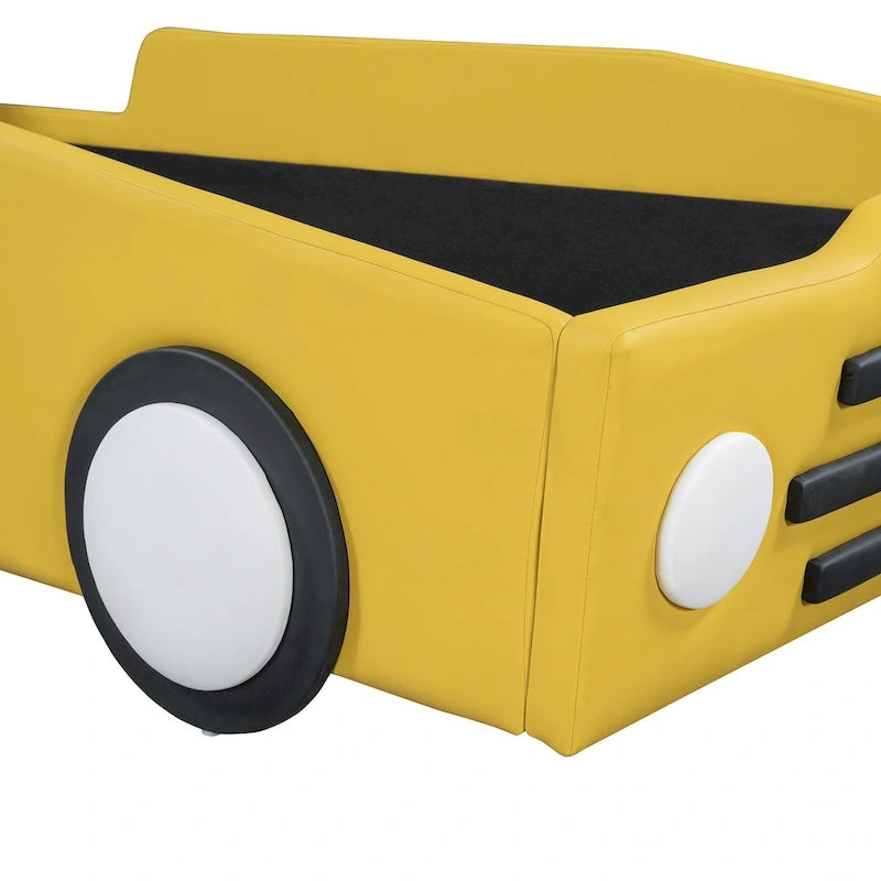 Race Car-Shaped Platform Bed with Wheels