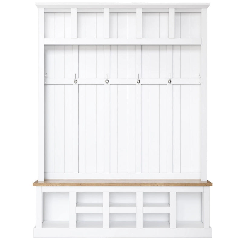 78H Modern Hall Tree with Wide Storage Seating Bench,Entryway Shoe Cabinet with 13 Compartments,Elegant Coat Rack with 6 Hooks