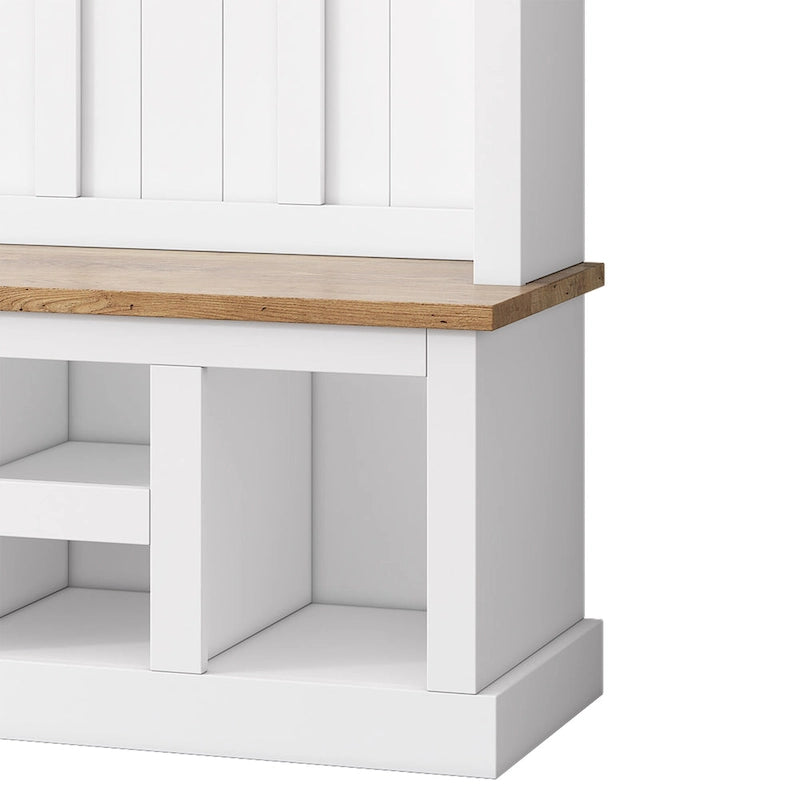 78H Modern Hall Tree with Wide Storage Seating Bench,Entryway Shoe Cabinet with 13 Compartments,Elegant Coat Rack with 6 Hooks