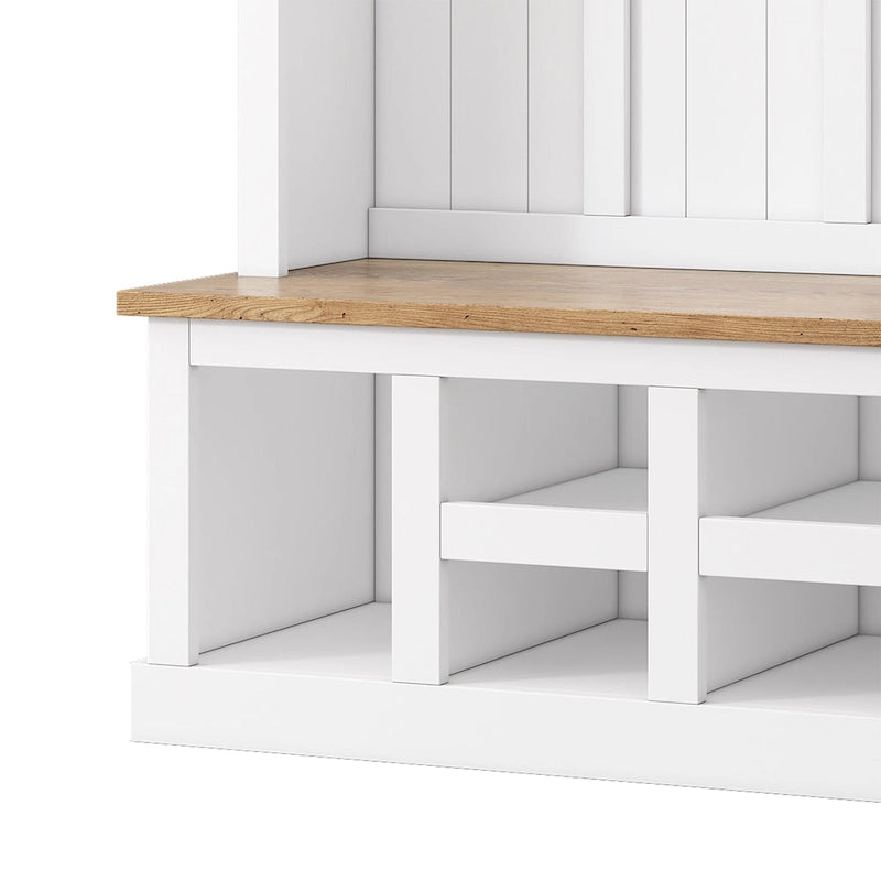 78H Modern Hall Tree with Wide Storage Seating Bench,Entryway Shoe Cabinet with 13 Compartments,Elegant Coat Rack with 6 Hooks
