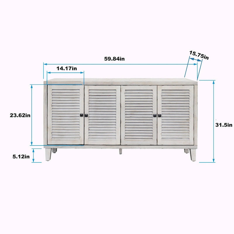 4 Shutter Door Wooden Cabinet Sideboard Buffet