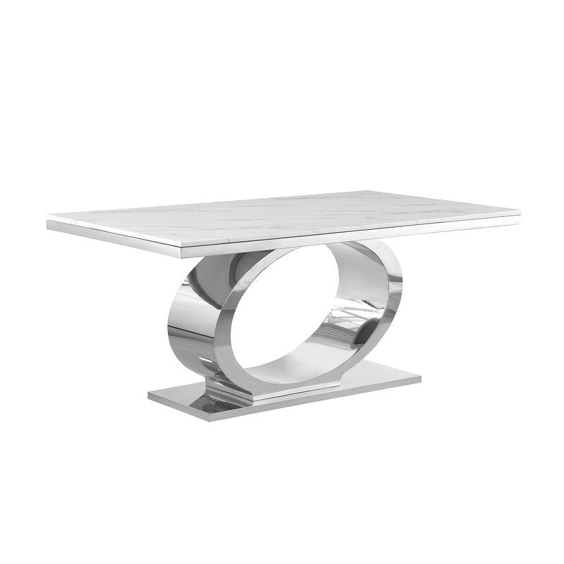 Best Quality Furniture D430/1-SC320-7 Dining Set with 68 White Marble Top