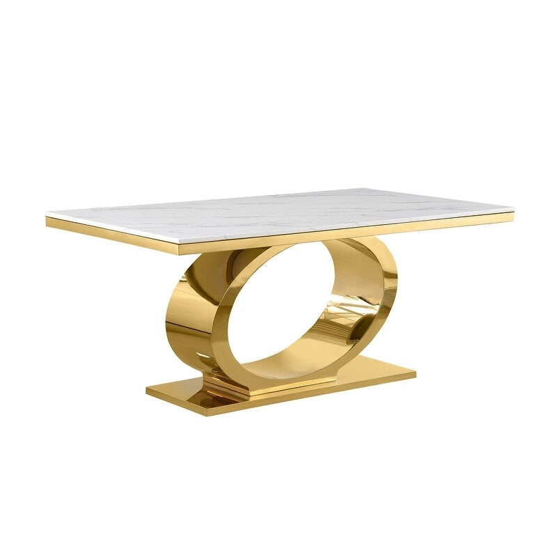 Best Quality Furniture D430/1-SC320-7 Dining Set with 68 White Marble Top
