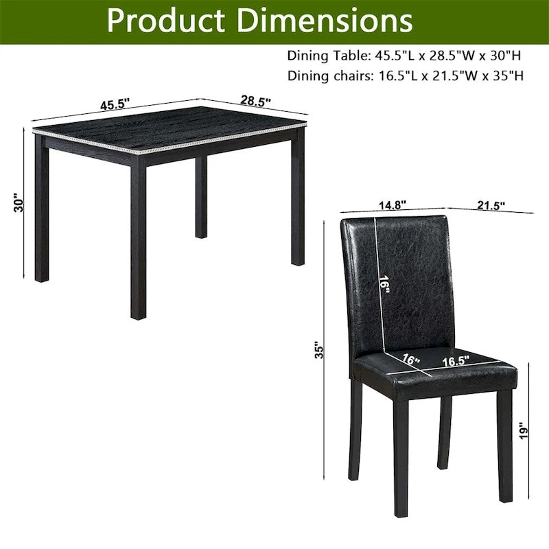 5-piece Wood Dining Counter Height Table and Chair Set