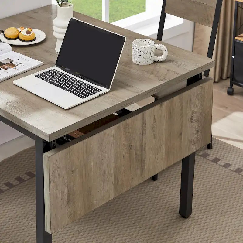 Industrial Folding Dining Table with Steel Frame