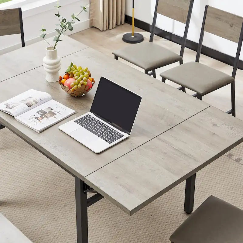 Industrial Folding Dining Table with Steel Frame