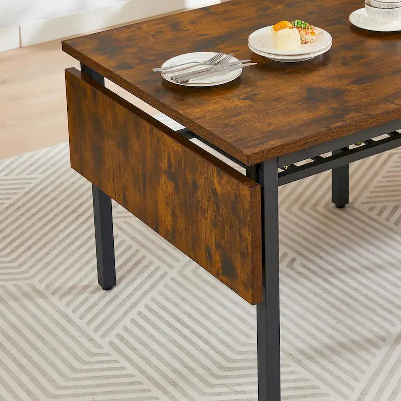 Industrial Folding Dining Table with Steel Frame