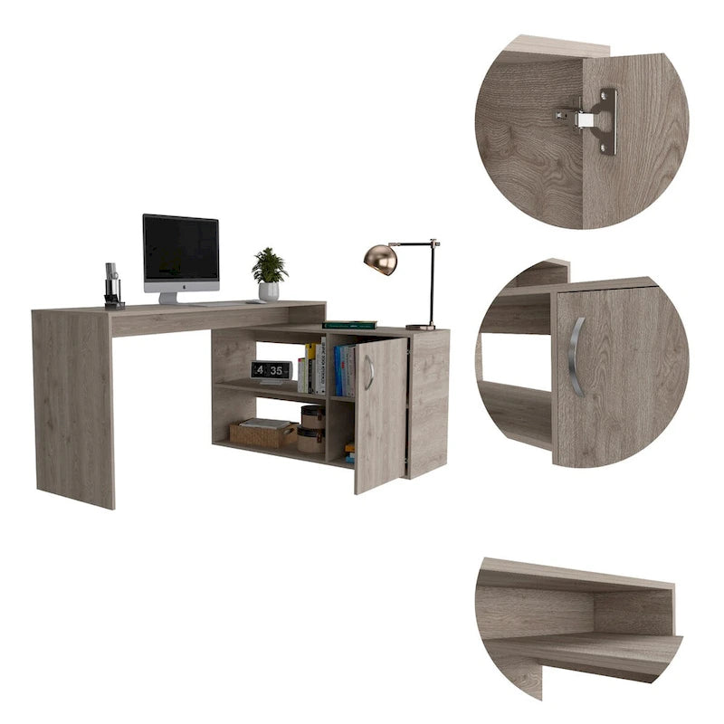 Lyncliff 1-Drawer 2-Shelf L-Shaped Office Desk Smokey OakHigh quality and durable