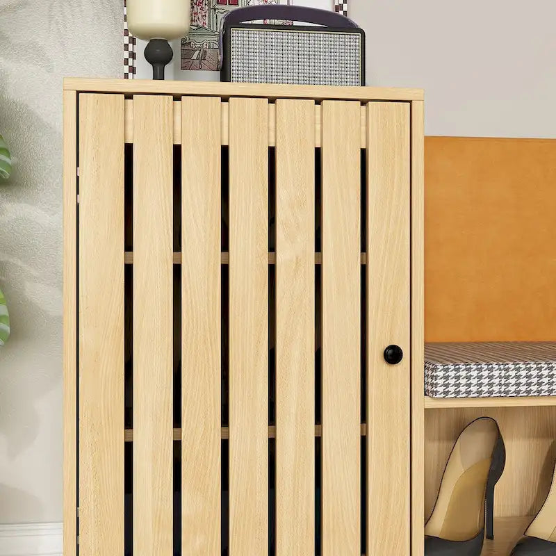 Chic Entryway Shoe Organizer with Seating Bench and Plush Backrest - 47.2