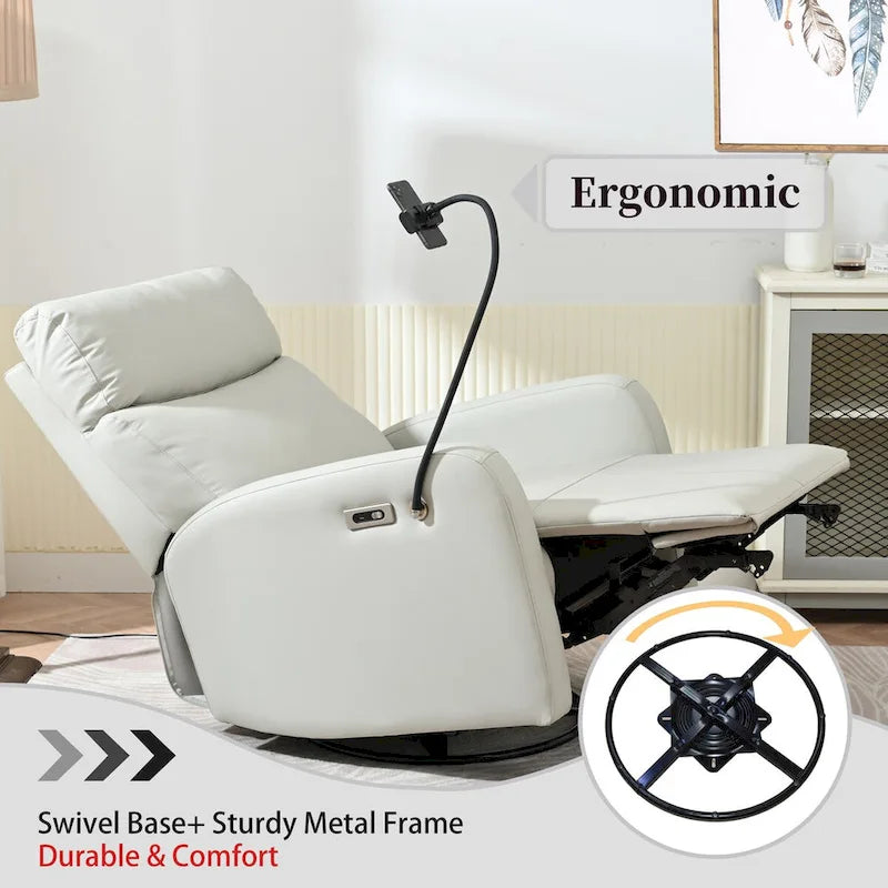 270Power Swivel Rocker Recliner Chair, Electric Glider Reclining Sofa with USB Ports,Power Swivel Glider