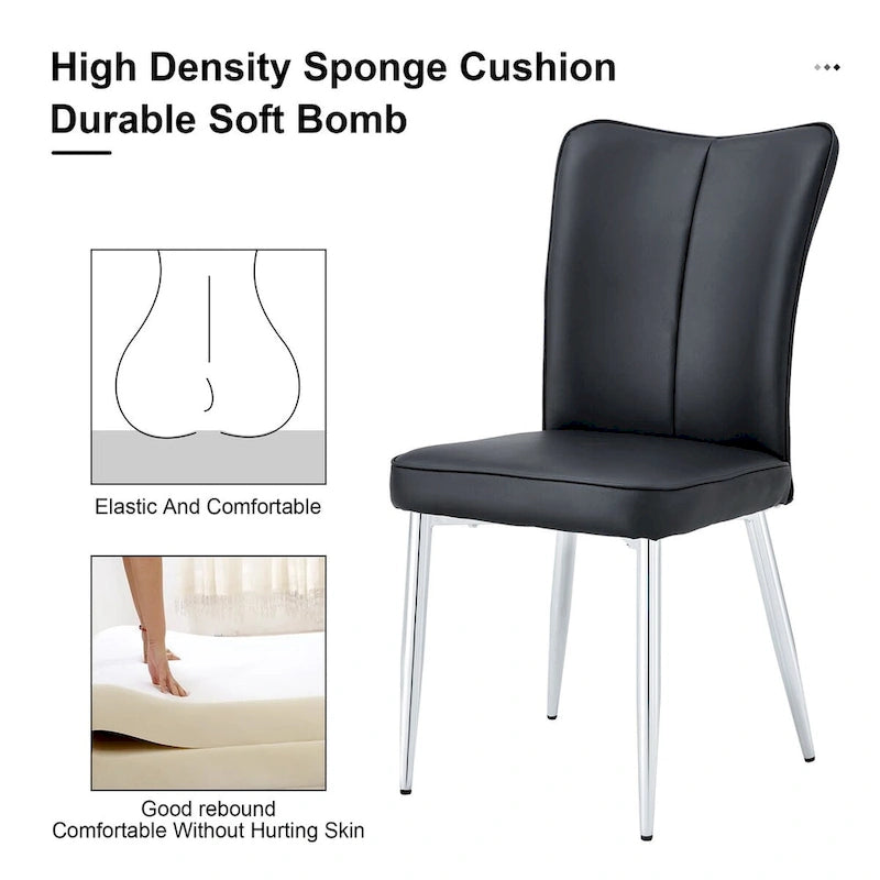 Modern minimalist 4-piece set of faux leather dining chairs and office chairs