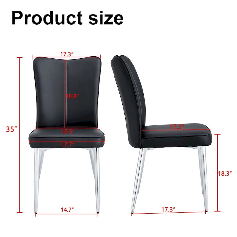 Modern minimalist 4-piece set of faux leather dining chairs and office chairs