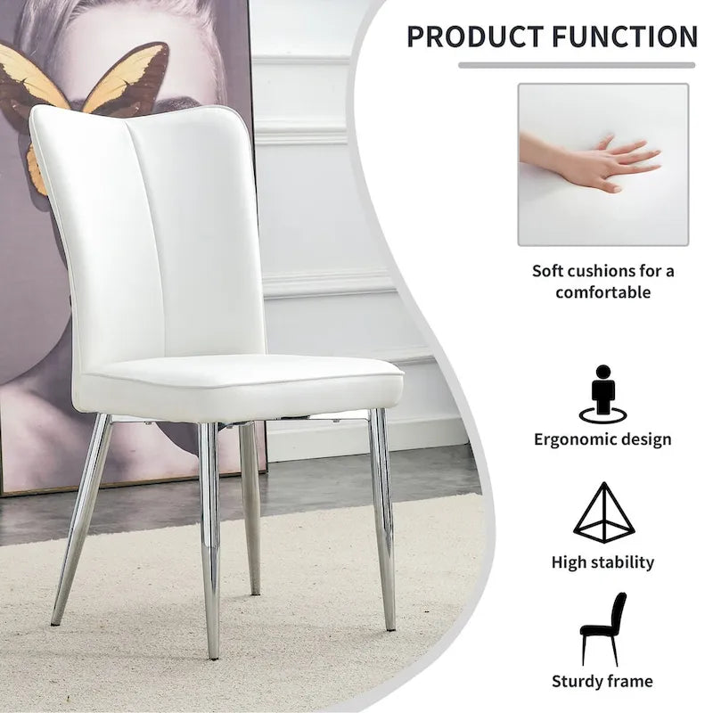 Modern minimalist 4-piece set of faux leather dining chairs and office chairs