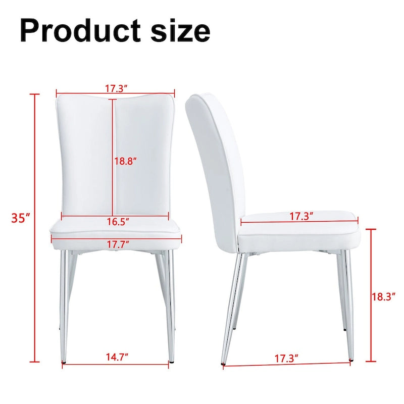 Modern minimalist 4-piece set of faux leather dining chairs and office chairs