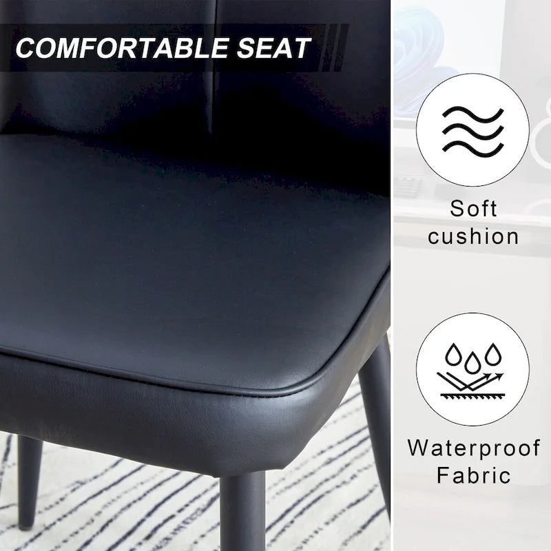 Modern minimalist 4-piece set of faux leather dining chairs and office chairs