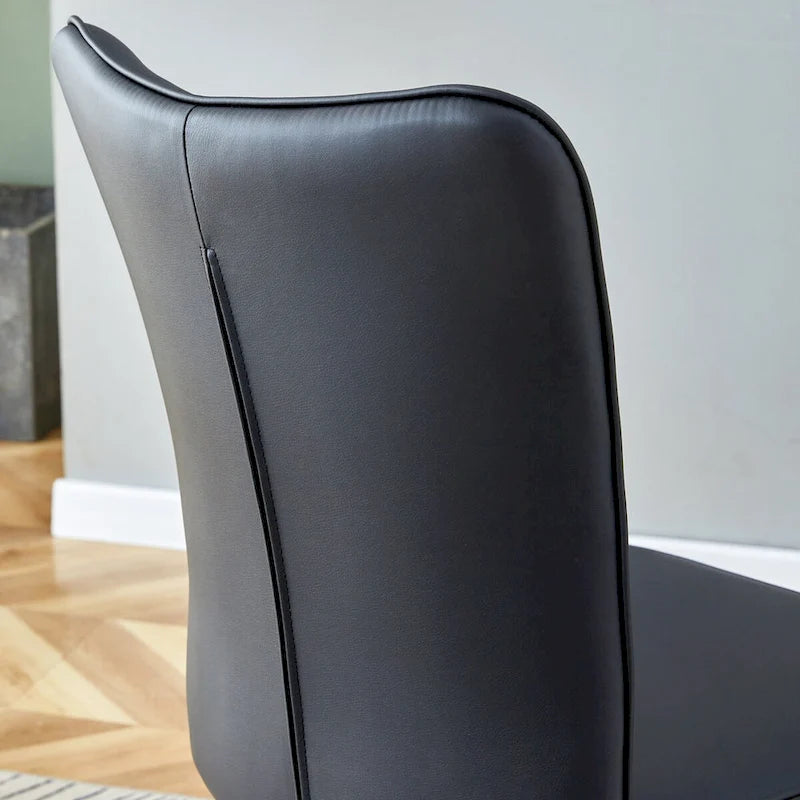 Modern minimalist 4-piece set of faux leather dining chairs and office chairs