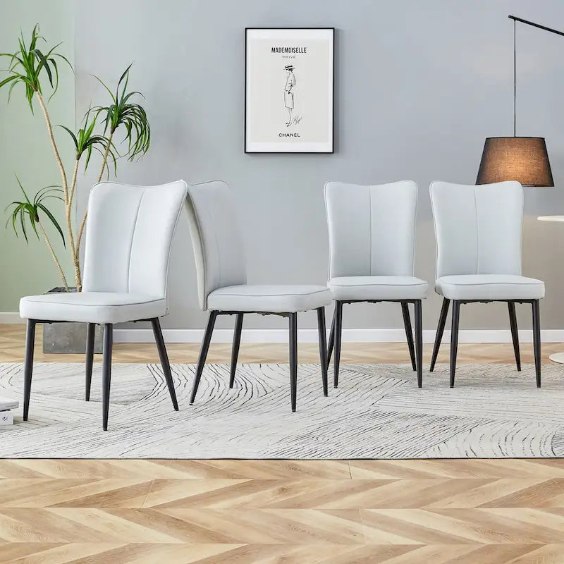 Modern minimalist 4-piece set of faux leather dining chairs and office chairs