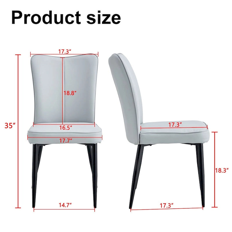 Modern minimalist 4-piece set of faux leather dining chairs and office chairs