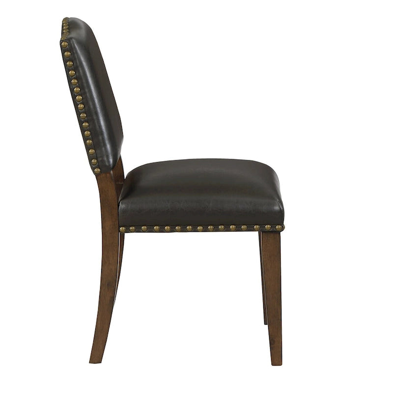 Faux Leather Dining Chair with Nail Heads for dining room(Set of 2)