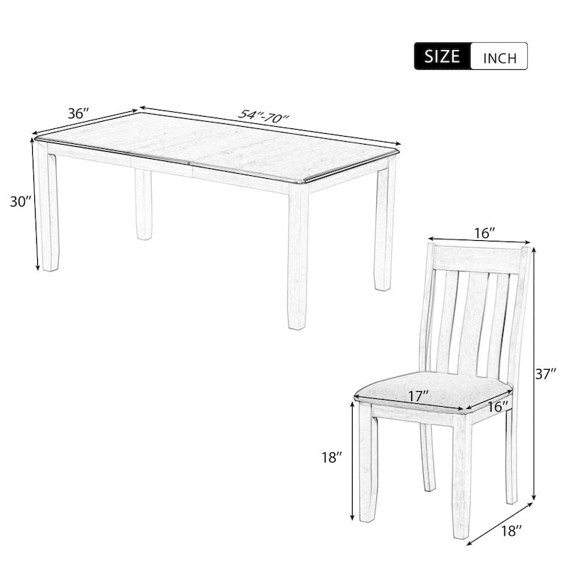 7-Piece Dining Table Set with Extendable Table and 6 Chairs