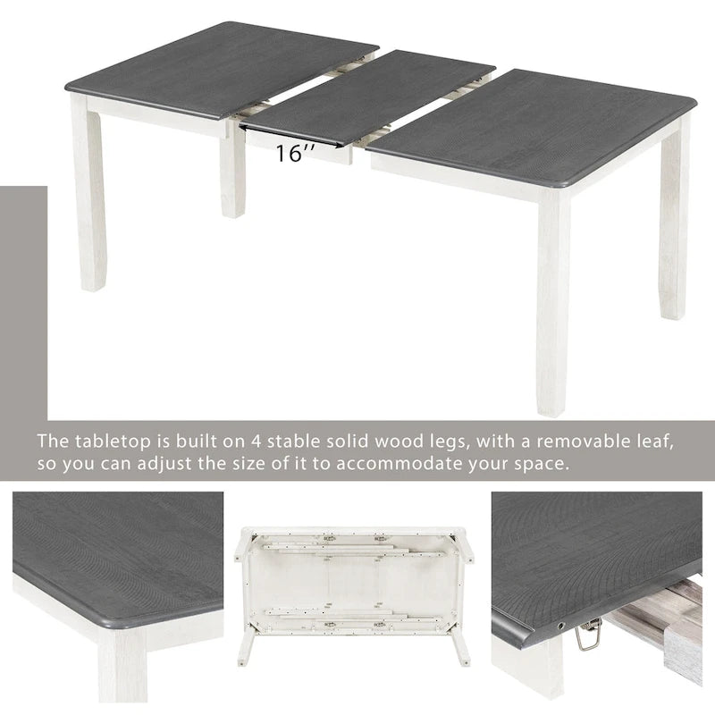 7-Piece Dining Table Set with Extendable Table and 6 Chairs