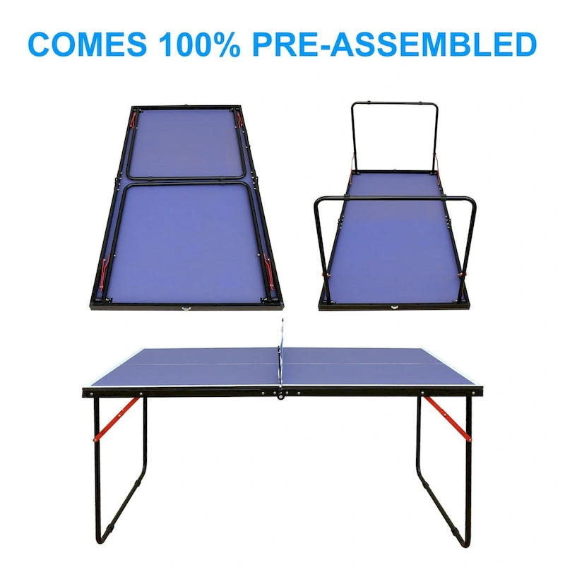 Table Tennis, Table Foldable & Portable Ping Pong Table Set with Net and 2 Ping Pong Paddles for Indoor Outdoor Game