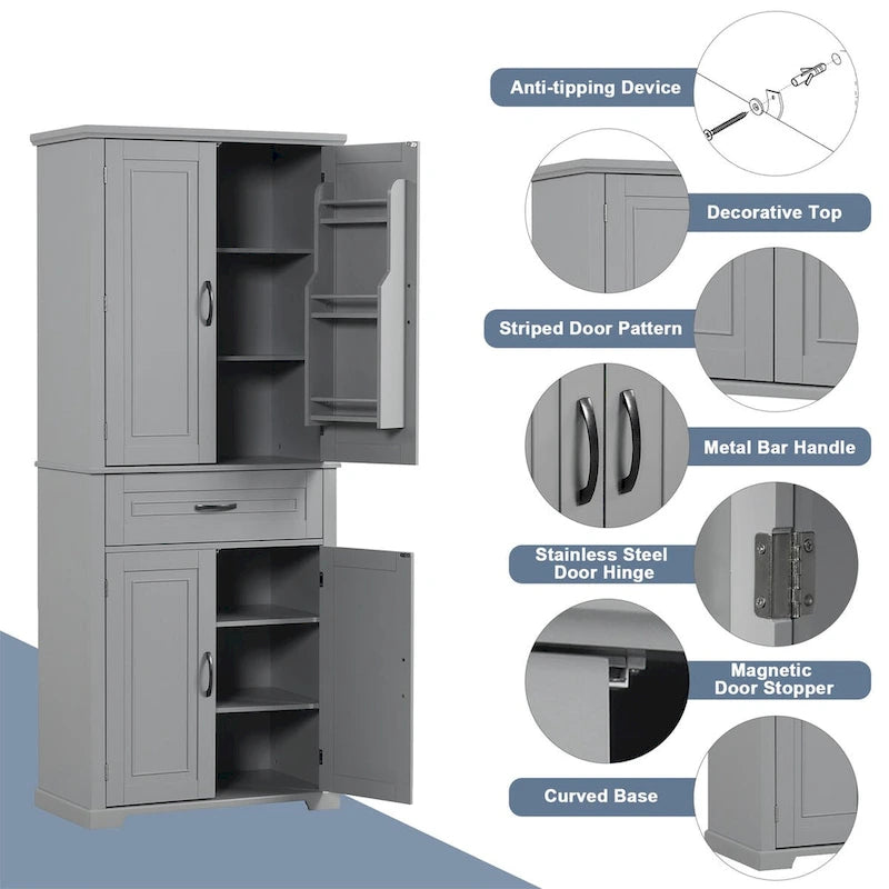 Bathroom Storage Cabinet with Doors and Drawer