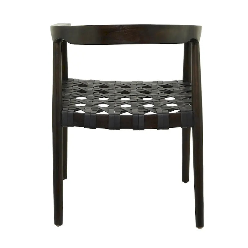 Teak Wood Handmade Woven Dining Chair with Armrests - Brown or Dark Brown- Roche River Decor